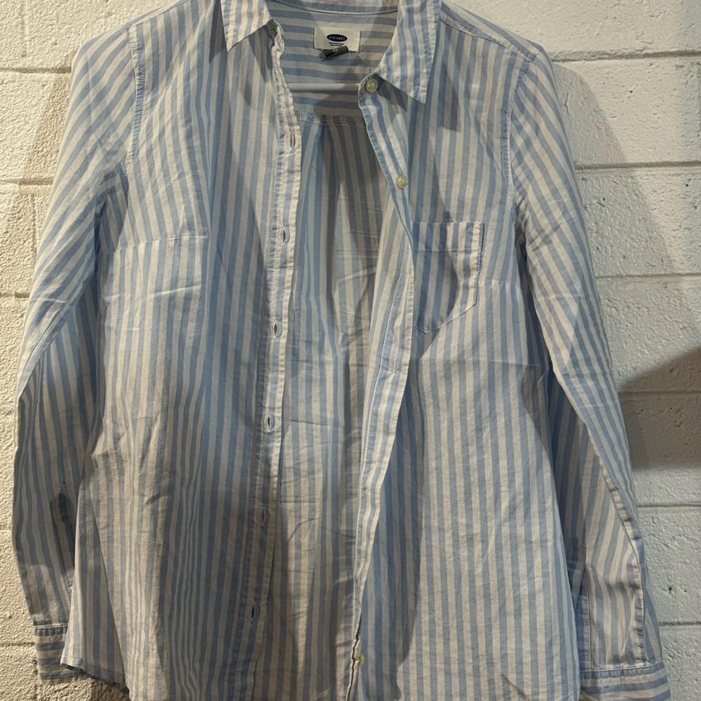 Old Navy Light Blue Striped Casual Shirt